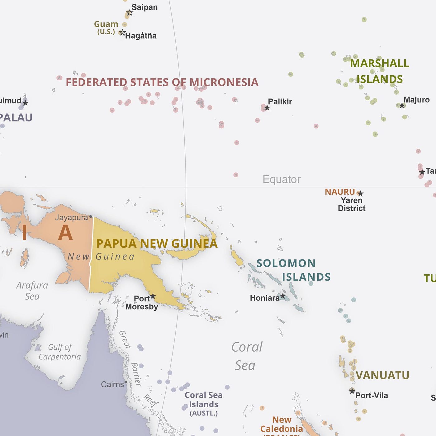 Límites políticos del mapa del Viejo Mundo, 2023: CIA, proyección Robinson, capitales y ciudades principales