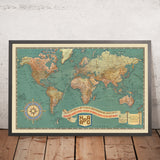 Mappa del Mondo Antico delle Rotte di Crociera e Dirigibile, 1931: HAPAG, Rotte Zeppelin Prima di Hindenburg 