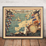 Ancien plan de croisière de la Cunard Caronia Coronation, 1953 : Londres, Paris, Rome, Gibraltar, Athènes 