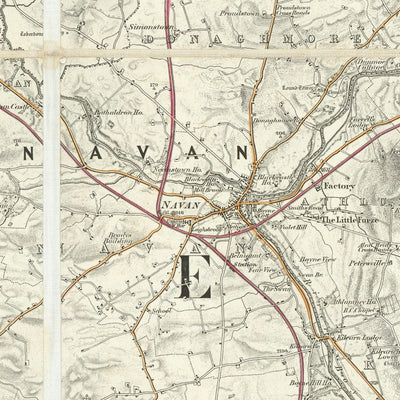 Alte Karte von Dublin, 1868: Phoenix Park, Drumcondra, Burgen, Flüsse, Meath