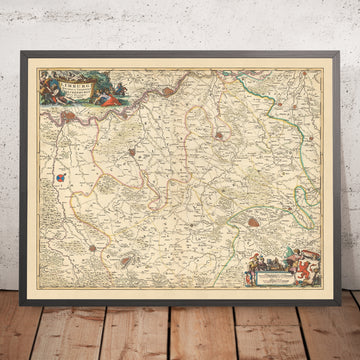 Alte Karte des Herzogtums Limburg & der Grafschaft Valkenburg von Visscher, 1690: Lüttich, Aachen, Maastricht, Verviers, Heerlen 