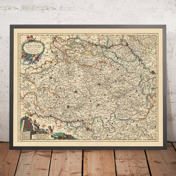 Alte Karte des Herzogtums Luxemburg von Visscher, 1690: Lüttich, Namur, Metz, Trier, Ardennen Regionalpark 