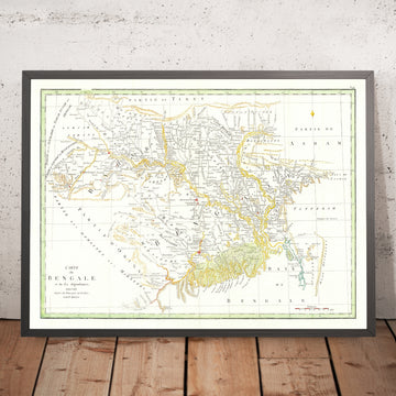 Alte Karte von Ostindien und Bangladesch von William Bolts, 1773: Kalkutta, Dhaka, Patna, Murshidabad 