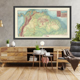 Old Map of South America, 1967: Amazon River, Ecuador, Colombia, Venezuela, Guiana