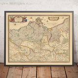 Ancienne carte de l'électorat de Brandebourg par Visscher, 1690 : Berlin, Stralsund, Rostock, Szczecin, Magdebourg