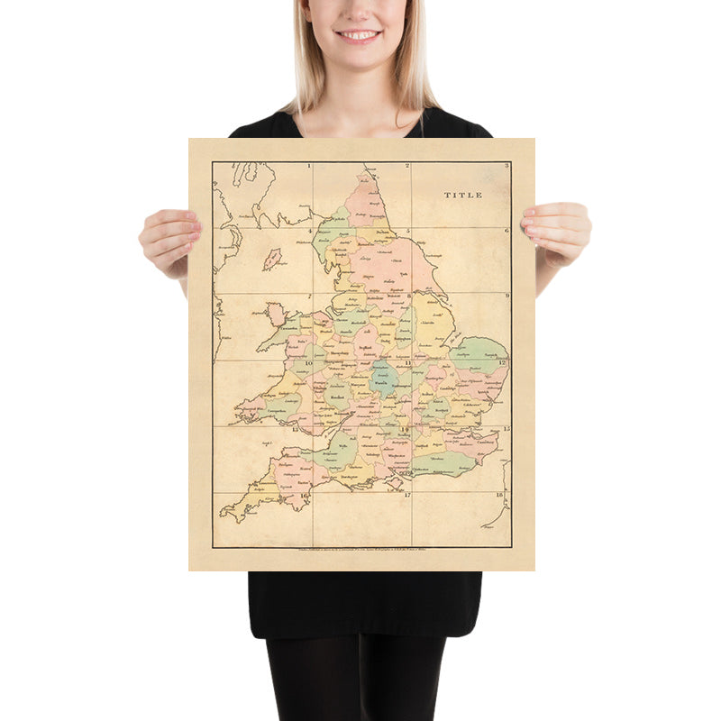 Ancienne carte de l'Angleterre et du Pays de Galles par Arrowsmith, 1818 : Londres, Birmingham, Manchester, Liverpool, Leeds