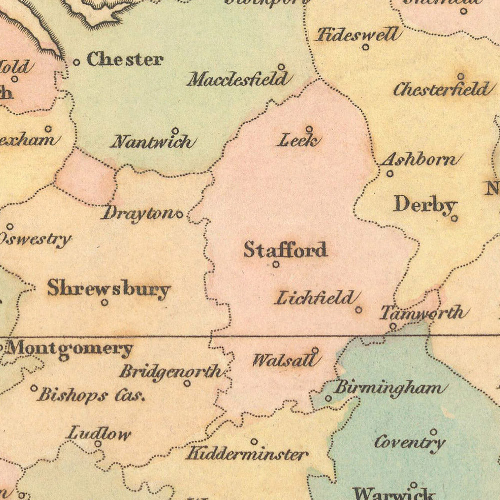 Mapa antiguo de Inglaterra y Gales de Arrowsmith, 1818: Londres, Birmingham, Manchester, Liverpool, Leeds