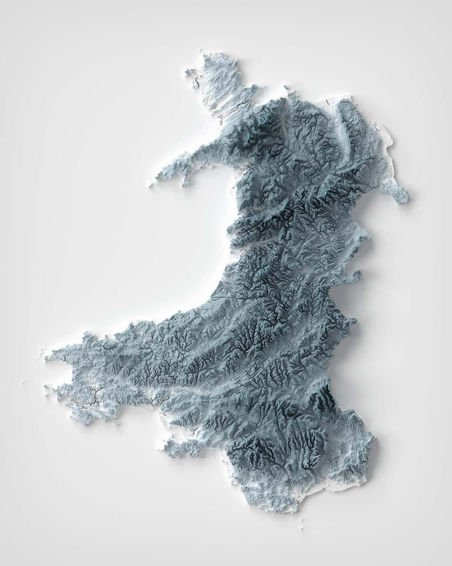 Wales topografische 3D-Reliefkarte 