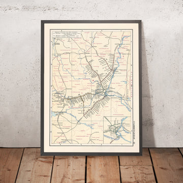 Old Soviet Railway Map of Volgograd, 1952: Stalingrad, Volga–Don Canal, Tractor Plant, Krasny Oktyabr, Barrikady
