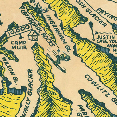 Old Map of Mount Rainier National Park, 1940: Columbia Crest, Paradise Inn, Wonderland Trail, Reflection Lake, Longmire