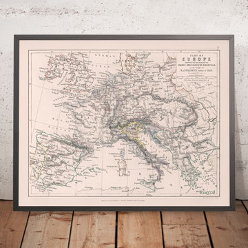 Old Map of Europe at the Height of Napoleon&