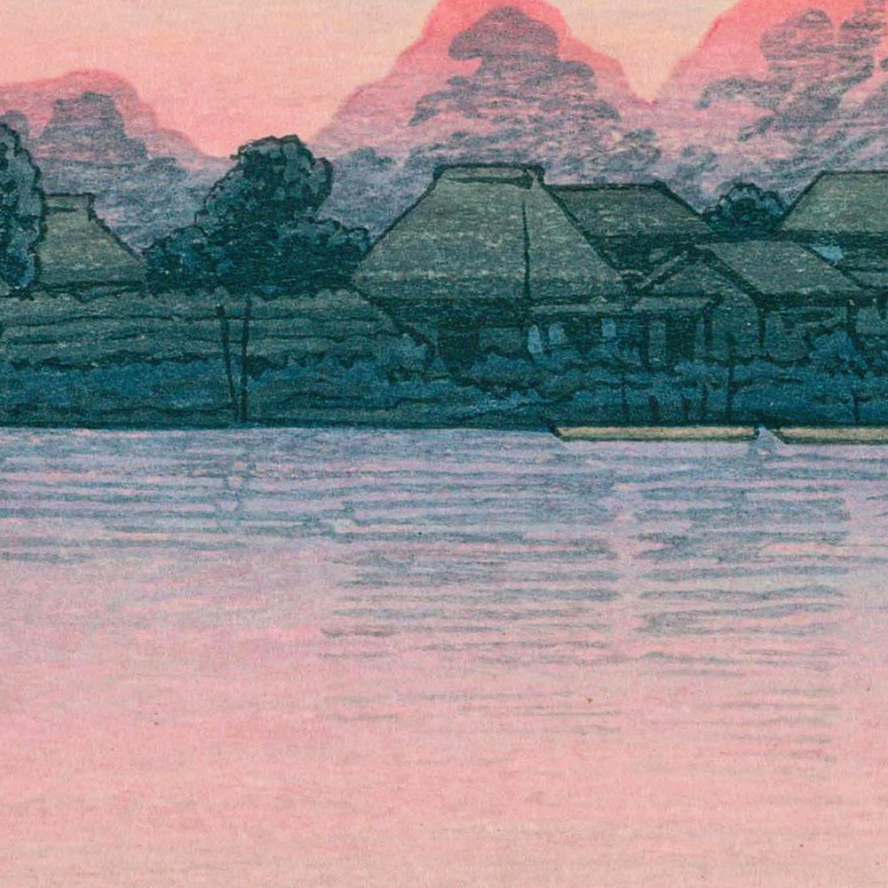 Sunset Lake and Sail Bot by Hasui Kawase, 1935