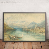 Blick auf den Thunersee, gegenüber von Scherzligen, mit Schloss Schadau und dem Niesen in der Ferne, Schweiz von Turner, 1804 