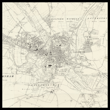 Una vecchia mappa Ordnance Survey di Salisbury