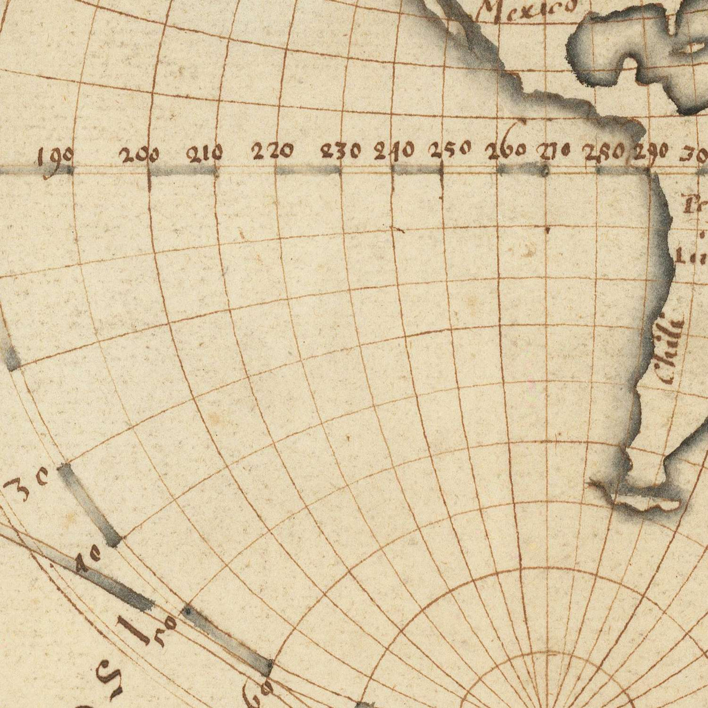 Old Manuscript World Map by Trippit, 1665: Twin Polar Projections, California as Island, Rare Astronomical Diagrams
