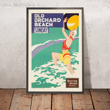 Affiche de voyage de la Boston & Maine Railroad : Old Orchard Beach le dimanche par Charles W. Holmes 