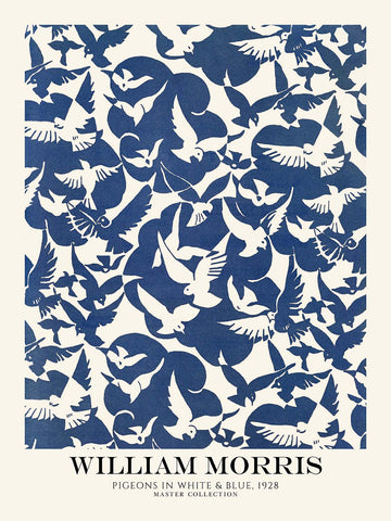 Colombe in bianco e blu di William Morris, 1928 