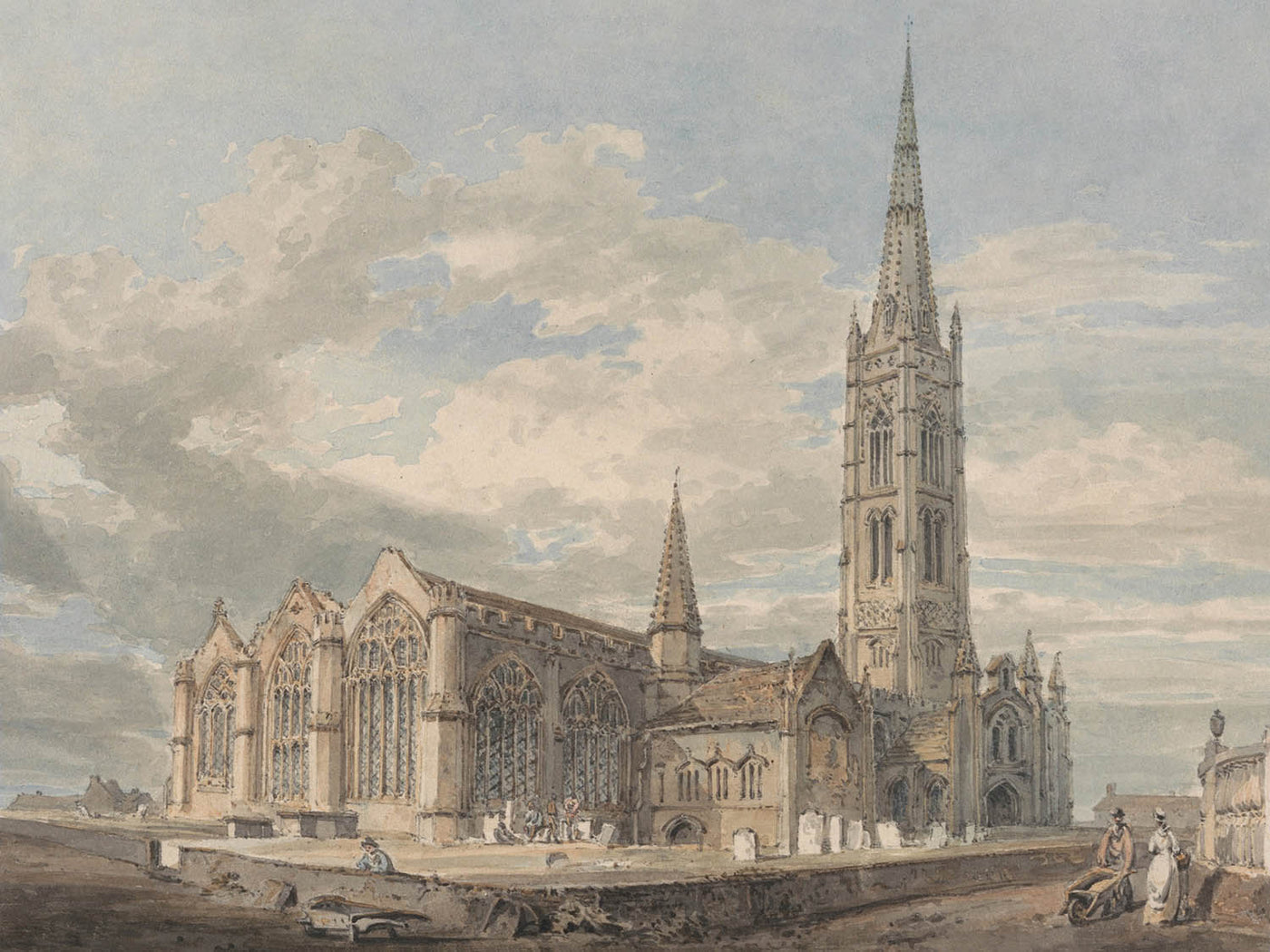 North East View of Grantham Church, Lincolnshire by Turner, 1797