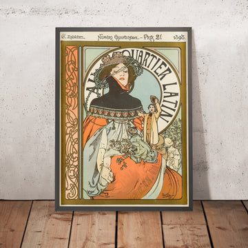 A framed image of Au Quartier Latin by Alphonse Mucha, 1860