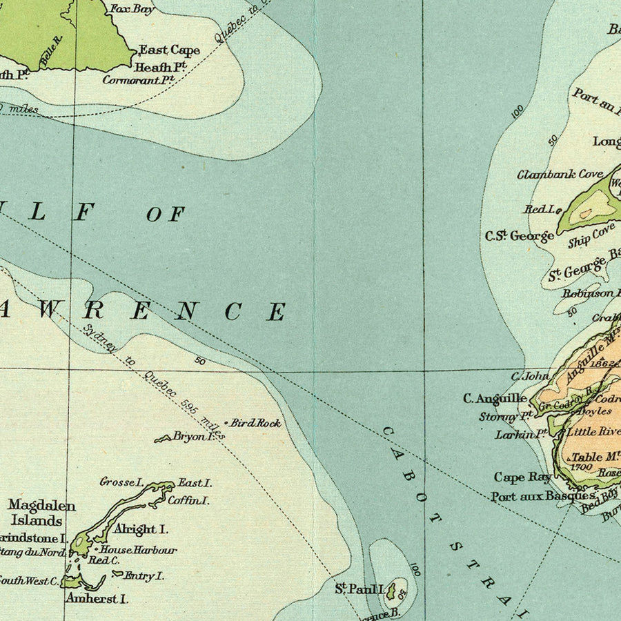 Old Map of Halifax, Newfoundland, Nova Scotia & New Brunswick by Bartholomew, 1922