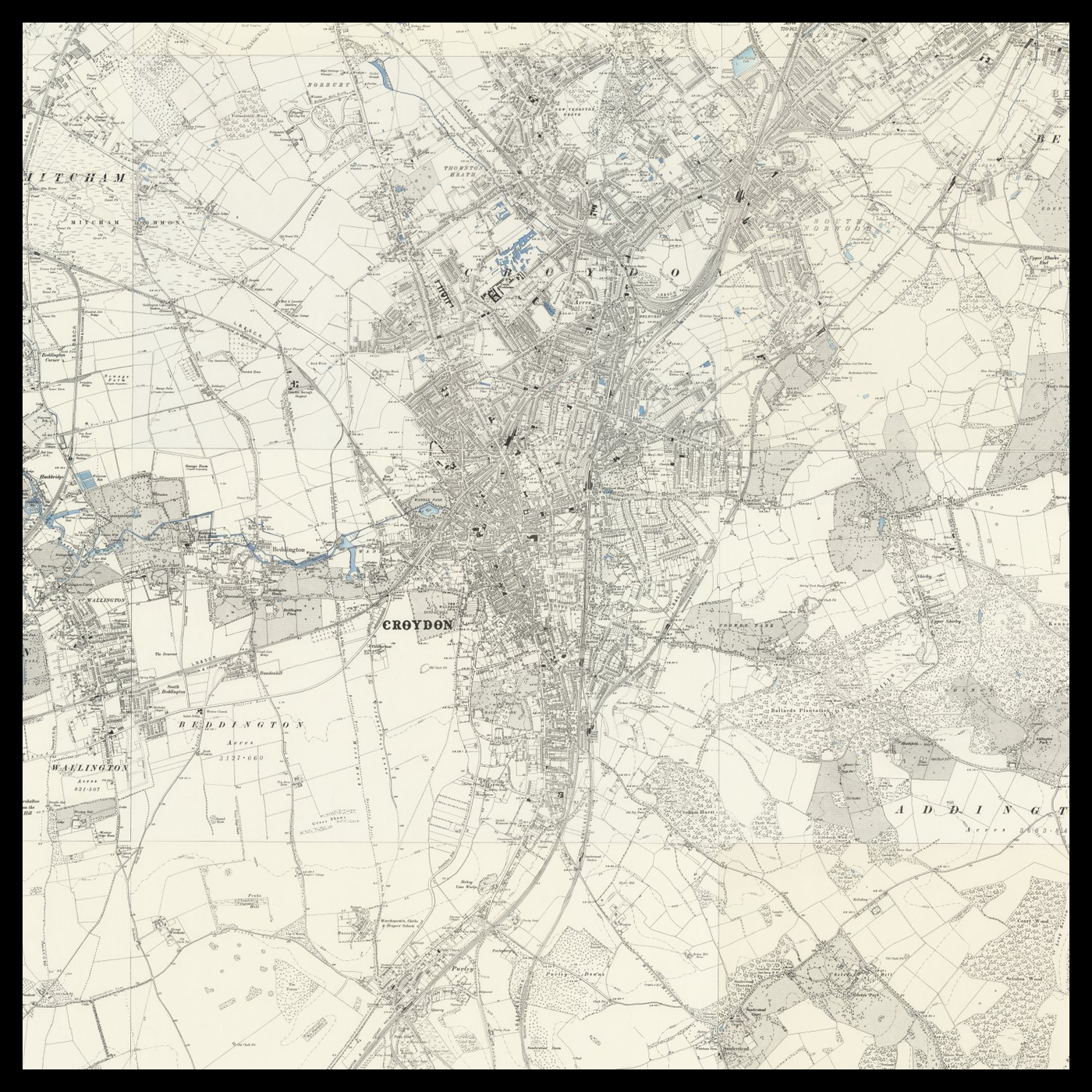 An old Ordnance Survey map of Borough of Croydon