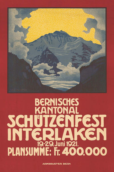 Interlaken Travel Poster: Bernisches Kantonal Schützenfest by Plinio Colombi, 1921