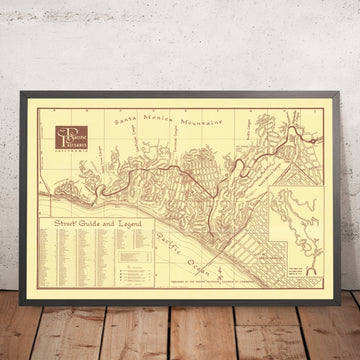 Old City Map of Pacific Palisades, CA by Wambaugh, 1957: Sunset Blvd, Via de la Paz, Will Rogers SP, Rustic Cyn, SM Cyn