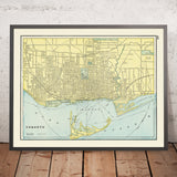 Mapa antiguo de Toronto de Cram, 1895: Queen's Park, Parlamento de Ontario, Univ Ave, King St, río Don 