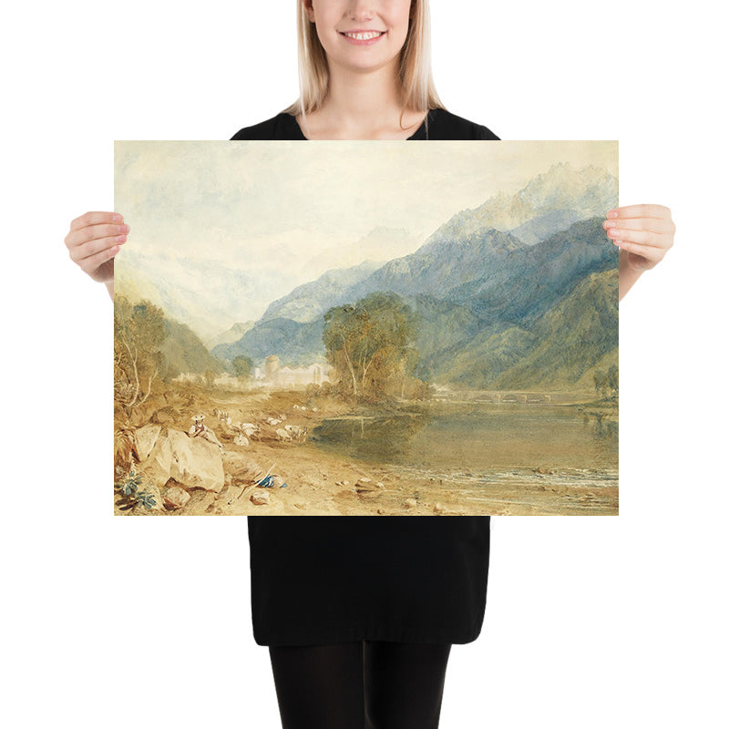 Ein Blick von der Burg St. Michael, Bonneville, Savoyen, von den Ufern des Arve-Flusses von Turner, 1800 