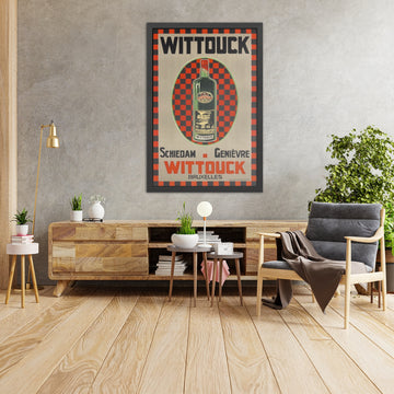 A framed image of Wittouck Schiedam Vintage Genever Poster, 1910