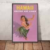 Hawaii Travel Poster: Hawaii by United Air Lines, 1960