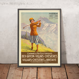 Cartel de viaje de Villars: Chemins de fer électriques Bex–Gryon–Villars–Bretaye de George Flemwell, 1923 