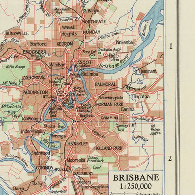 Alte Karte von Queensland & Northern Territory von Bartholomew, 1958: Brisbane, Darwin, Great Barrier Reef, Cape York 