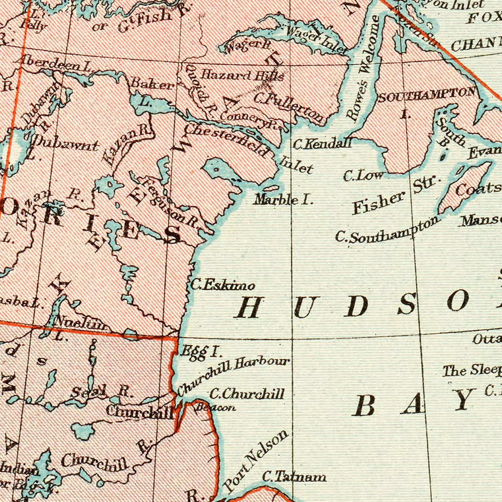 Old Map of Canada by Stanford, 1926: Toronto, Hudson Bay, Railways