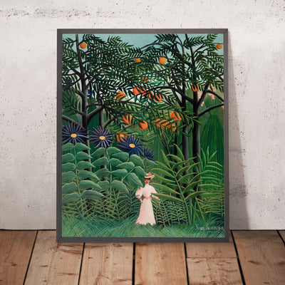 Frau geht in einem exotischen Wald spazieren, von Henri Rousseau, 1905