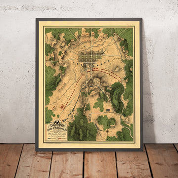 Old Battle of Gettysburg Map by Wilcox, 1863: L. Round Top, Devil&