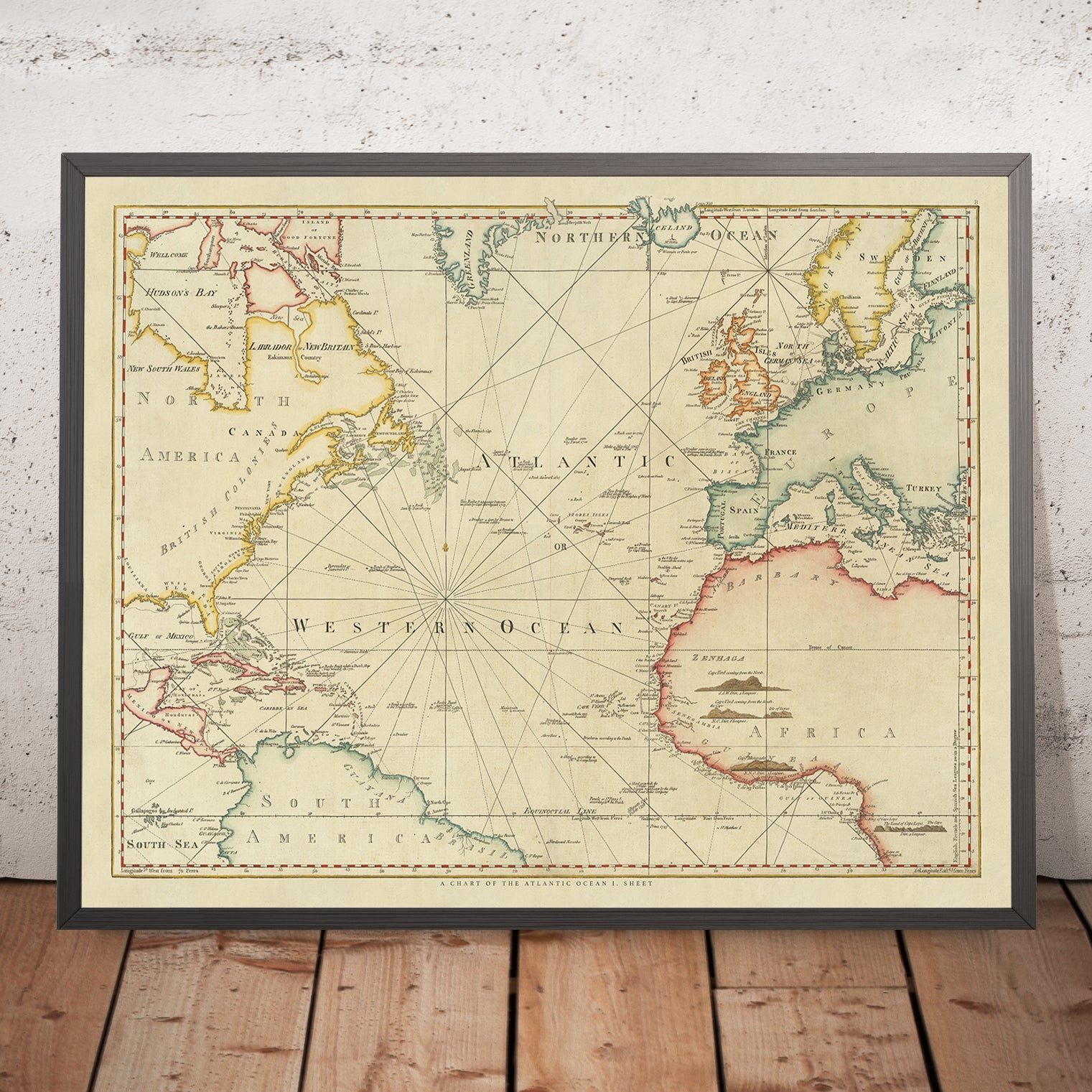 Script Origin Map/chart Old Atlantic Ocean Nautical Chart by Sayer, 1775: Mercator, Gulf Strea ...