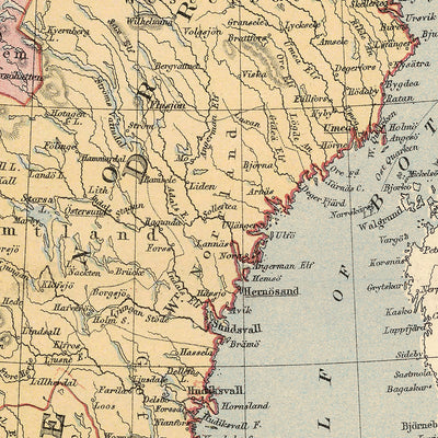 Old Map of Scandinavia by Bartholomew, 1871: Stockholm, Copenhagen, Oslo, Baltic Sea, Scandes