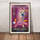 Affiche de voyage Pampelune & Biarritz : Festival mondial des danses et chants folkloriques, 1953 