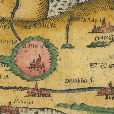 Mapa antiguo de Europa como reina, de Bunting, 1616: diseño antropomórfico, simbolismo de los Habsburgo, alegoría histórica