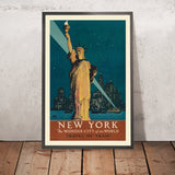 Póster de viaje de Nueva York: La ciudad maravillosa del mundo – Viaje en tren de Adolph Treidler, 1927 