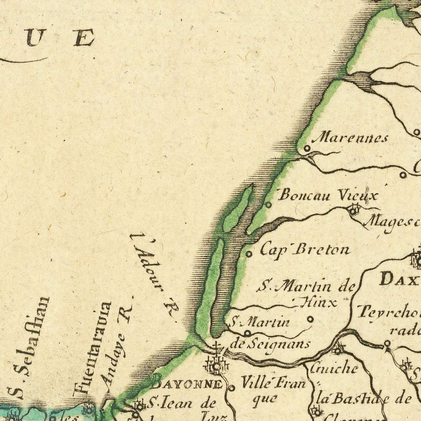 Alte Karte von Nordspanien von Sanson, 1652: Burgos, Valladolid, Fluss Duero, Golf von Biskaya, Grenzen