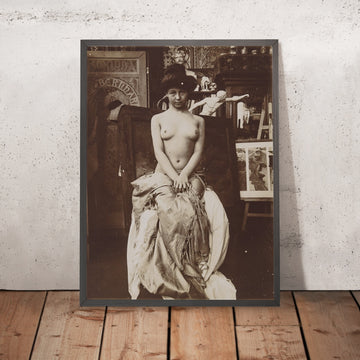 A framed image of Model Posing in Mucha’s Paris Studio by Alphonse Mucha, 1902