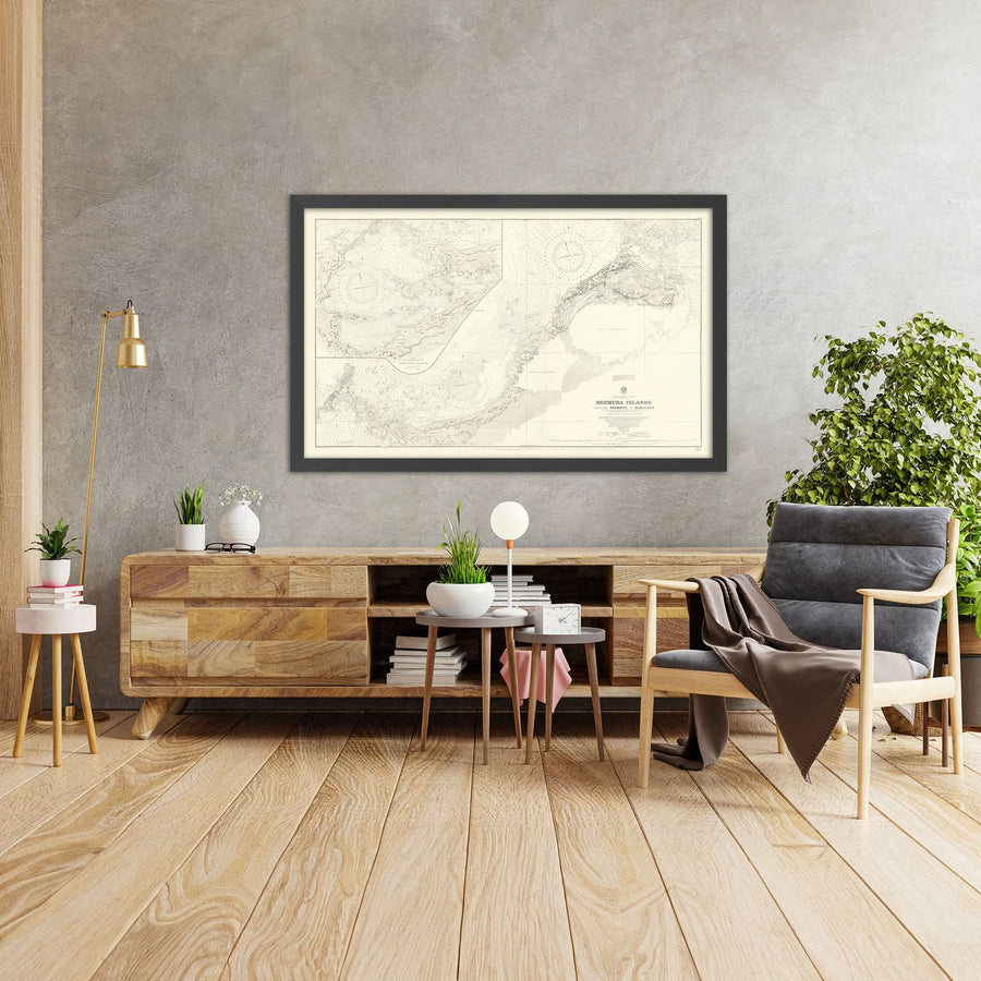Ancienne carte nautique des îles Bermudes, 1894 : Hamilton, Château Harbour, Les Narrows 