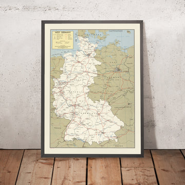 Old Cold War CIA Map of Germany, 1969: West Berlin, Inner-German Border, Fulda Gap, Rhine, Kiel Canal