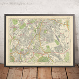 Old Street Map of London by Bacon, 1934: Catford, Lewisham, Brockley, South Circular Rd, Peckham Rye