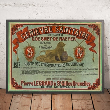 A framed image of G. de Smet-de Naeyer Vintage Genever Poster, 1885