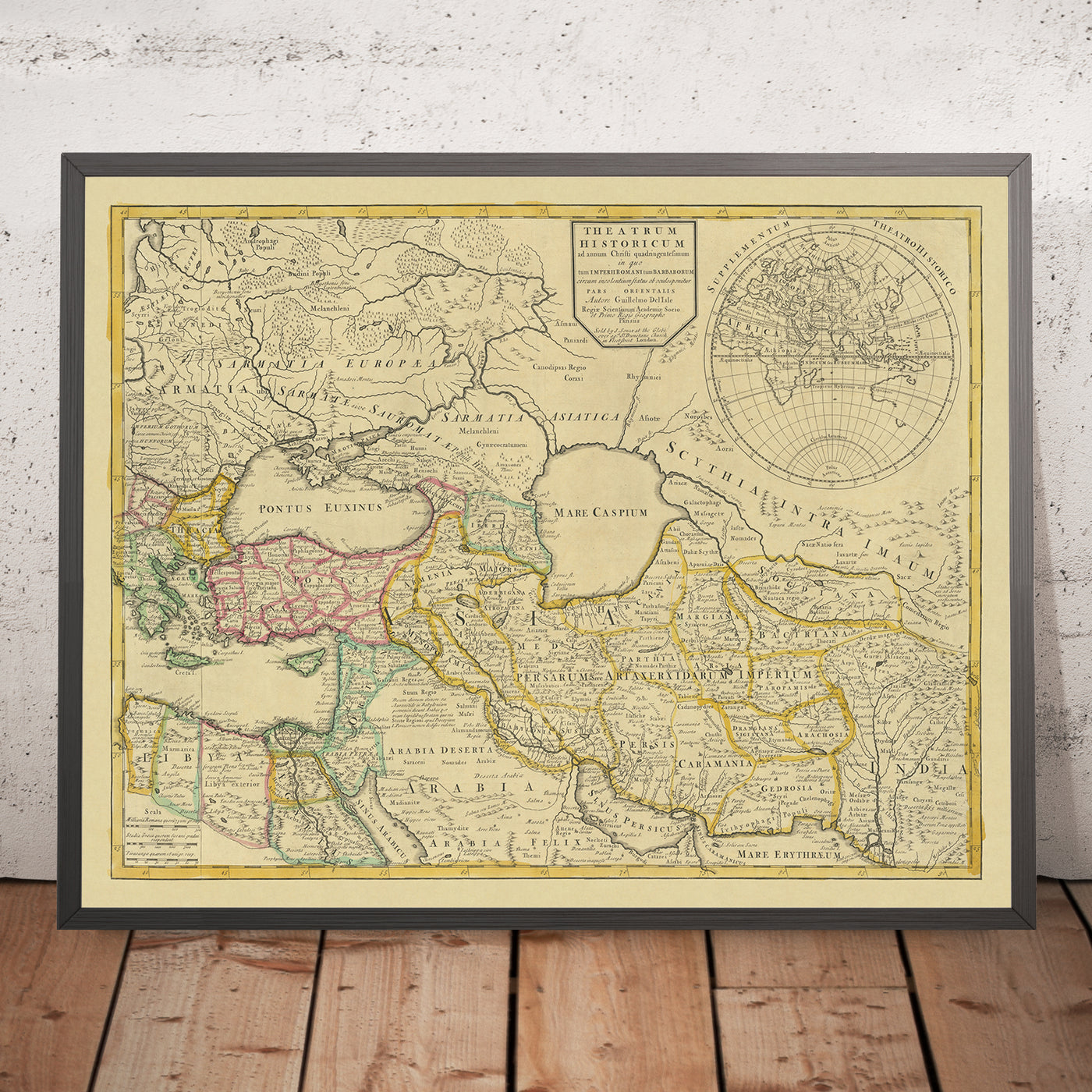 Old Map of Eastern or Byzantine Roman Empire by Senex, 1714: Constantinople, Armenia, Trade Routes, Sassanid Empire, Anatolia