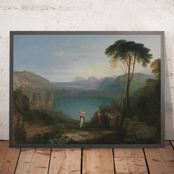 Une image encadrée du lac Averne : Énée et la Sibylle de Cumes par Turner, 1814