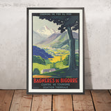 Cartel de viaje de Bagnères-de-Bigorre: Chemins de fer du Midi – Estación termal de Dabo 